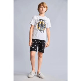 Resim DeFacto Batman Lisanslı Regular Fit 2'li Pijama Gri Melanj Takımı Erkek Çocuk H8144A826HS 