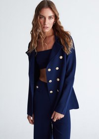 Resim Peraluna Styleboom X Katherıne Blazer Çelik Örgü Klasik Kesim Düğmeli Blazer Kadın Triko Ceket - Lac 