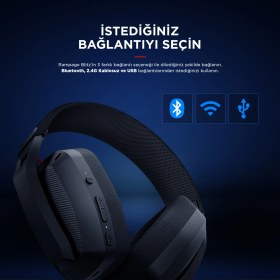 Resim Rampage Blıtz Siyah Wireless 2.4g+ Bluetooth Mikrofonlu Oyuncu Kulaklığı 