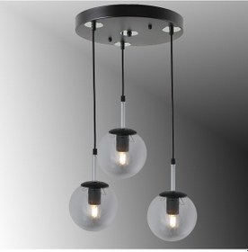 Resim Tt604-3y-sy-kr Tt Ayd. Mat Siyah - Krom 3 Lü Tijli Glop Cam Avize Siyah - Krom - Füme 