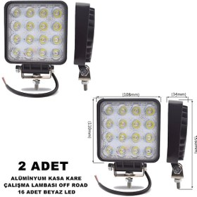 Resim Off Road Kare Sis Farı Çalışma Lambası 16 Ledli Beyaz 2 Adet (552025165) 
