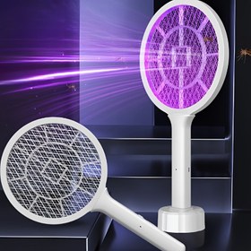 Resim 1 USB Şarj Edilebilir Sinek Raketi, Kompakt İç Mekan Böcek Öldürücü Raketi, Beyaz, 500mAh Batarya, Sinek Raketi, Dahili Şarj, Ev Kullanımına Uygun, Evde Haşere Yönetimi için 