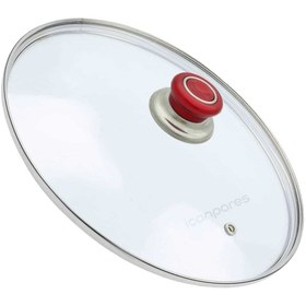 Resim Doğuş Tencere Sahan Tava Cam Kapağı Buhar Delikli Kapak 20 Cm Kırmızı Tutma Tepesi 