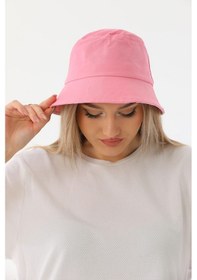 Resim Kadın Balıkçı Pembe Kova Bucket Şapka Pembe 