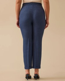 Resim Gala-xi Minimalist Yüksek Bel Regular Fit Keten Kadın Pantolon - Günlük - Mavi / 44 