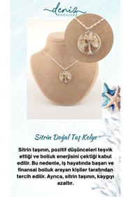 Resim Deniz Doğal Taş Sertifikalı Sitrin ( Taşlar) Doğaltaş Kolye-gümüş Zincir Dahil M302 