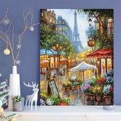 Resim Ev duvar dekorasyonu için 30x40cm yuvarlak elmas sanat tuvali olan 5D kendin yap manzara elmas boyama kiti 