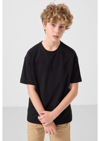 Resim Siyah-koyu Bej Pamuklu Oversize Fit Dokuma Hafif Esnek Chino Erkek Çocuk Şort Takım - 11279 Siyah 
