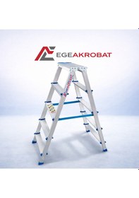 Resim Ege Akrobat 5+5 Çift Çıkışlı Alüminyum Merdiven Katlanır A Tipi Kaymaz Ayaklı Ev Tipi 