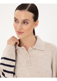 Resim Pierre Cardin Kadın Ekru Kazak /triko 50300147-vr019 Ekru 