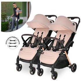 Resim Lorelli Loret Otomatik Katlanan Kabin Boy & İkiz Bebek Arabası - Beige 