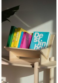 Resim Portatif Kolay Kurulum Ahşap Kitaplık - Kişiselleştirilebilir & Boyanabilir Kitaplık - Obje Bej 