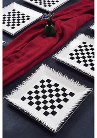 Resim Piatti Naturali 6'lı Dama Pasta Tabak Seti Tatlı Sunum Seti Servis 20cm 