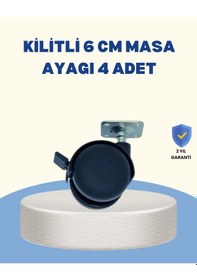 Resim Mey İthalat Kilitli Mobilya Tekerleği 6 Cm 4 Lü Kolay Kurulum Siyah 