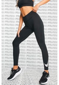 Resim Nike Dri Fit Leggings Big Swoosh Black İki İç Cepli Toparlayıcı Tayt Siyah 