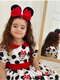 Resim H L Y Karol Tasarım Beyaz Mickey Mouse Vintage Kız Bebek Elbise,doğum Günü Elbise,fotoğraf Çekim Elbise,0-12 Yaş Uygun Beyaz 