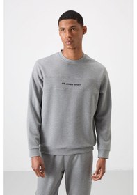 Resim Tommy Life Gri Melanj Pamuklu Kalın Yumuşak Dokulu Comfort Fit Baskılı Erkek Eşofman Takım - 85253 GRİ MELANJ 
