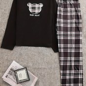 Resim Kadın Pijama Takımı, Rahat Stil, Yuvarlak Yaka, Ekose Desen, Polyester Kumaş, Yetişkin Uyku Giysileri, Örgü Yapısı, Tüm Mevsimler 
