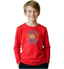 Resim Panios Kids Düz Yuvarlak Yaka Playy Of Baskı Detaylı Erkek Çocuk Sweatshirt Kırmızı 