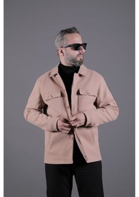 Resim Ohepmoda Dikiş Detaylı Erkek Kaşe Kaban Mont Camel 