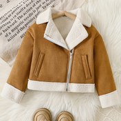 Resim Kızlar İçin Lüks Kürk Efektli Ceket - Tam Fermuarlı Ön Kapama ve Yaka Detaylı, Kalın Kışlık Mont Altın Çamur Rengi Tüy Kenarı, Şık İnci Boyunlu & Fermer Cepli Sıcak Dış Giysi (Sonbahar/Kış için, İdeal Okul ve Etkinlikler) – Elde Yıkanabilir, Katmanlı İç Astar, Şık Desenli ile Stil sahibi Çocuk Kıyafeti, Polar Ceket 