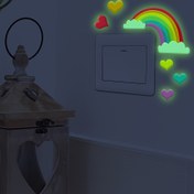 Resim Parlayan karanlıkta gökkuşağı aşkı duvar çıkartması, yatak odası veranda oturma odası aile anahtar çıkartması, dekoratif duvar çıkartması, kendinden yapışkanlı kağıt, duvar çıkartması, ev dekorasyonu 