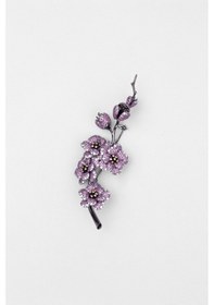 Resim Sakura Çiçeği Siyah Rodyum Kaplama Gümüş Broş Siyah 