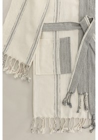 Resim Raw Pamuk Yarasa Kol Natural Çizgili Kimono S-m 1516a Krem 