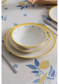 Resim Limon Desenli 12 Kişilik 48 Parça Premium Porselen Yemek Takımı Sarı 