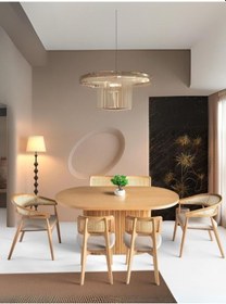 Resim Nordik İskandinav Natural Ahşap Masa Sandalye Takımı 90x160 Natural 