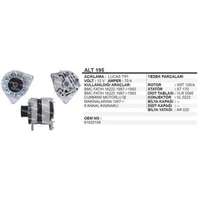 Resim Alternator 12V 70A Bmc Fatih 162.22-162.25 504625050 