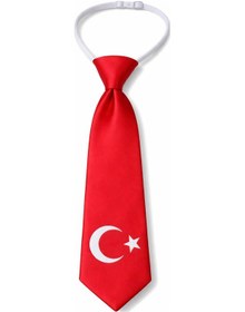 Resim Herşey Nota Çocuk Kırmızı Türk Bayrağı Desenli Lastikli Kravat Ayarlanabilir Unisex Açık Gri 