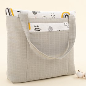 Resim Bebek Bakım Çantası - Açık Gri Muslin - Hardal Gökkuşağı 