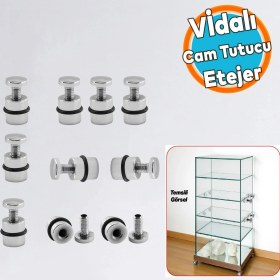 Resim Nzb Metal Cam Raf Tutucu (10 Adet) Krom 90-2503-01 Oringli Contalı Vidalı Metal Tutamak 