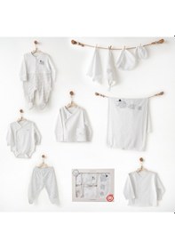 Resim Andywawa Newborn Set Hello Elephant Bebek 10 Parça Hastane Çıkışı Ac26581 Beyaz 