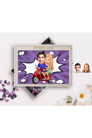 Resim Bk Gift Kişiye Özel Sevgililer Karikatürlü 1000 Parça Profesyonel Puzzle-10 