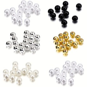 Resim 50/100/300/400 adet ABS Yapay İki Renk Karışık Boncuklar 3/4/6/8/10/12 mm Aralayıcı Gevşek Boncuklar, Küpe Kolye Bilezik Takı Yapımı Aksesuarları için 