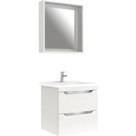 Resim Kale Casilla 65 cm Satin Gri Banyo Dolabı Takımı (Aydınlatmalı Ayna) 