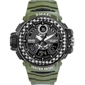 Resim Hanyang Armygreen Erkek Saatler 2019 Lüks Marka Smael Dijital Kol Saatleri Erkekler Saat Ordu Yeşil Su Geçirmez Ikili Zaman 8014 Spor Saatler Askeri (Yurt Dışından) 