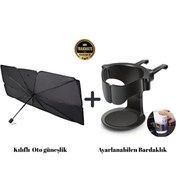 Resim TRAKMATS Skoda Kodiaq Tüm Araçlara Uyumlu Ön Cam Şemsiye Güneşlik ve Bardaklık 