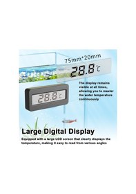 Resim Springsun Yüksek Hassasiyetli Akvaryum Termometresi - Geniş Lcd Ekran, Alarmlı 