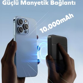 Resim Woyax Magsafe Powerbank Standlı 10000mAh Hızlı Taşınabilir Batarya iPhone 11 12 13 14 15 16 17 Samsung Xia 