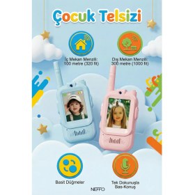 Resim Neffo Video Özellikli Çocuk Telsizi Hd Kamera ve Ses Değiştirici Özellikli Şarjlı 2'li Paket Oyuncak 