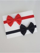 Resim swan butik Kız Bebek Çocuk Bandana Toka Seti 3'lü Kırmızı Ve Siyah Fistolu Fiyonk 