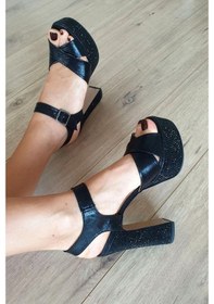 Resim 04171 Topukla Kadın Taşlı Platformlu 19 Pont Abiye Ayakkabı 