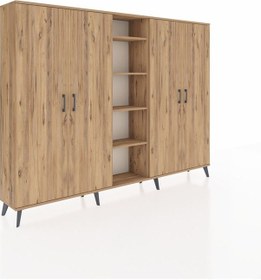 Resim Arges Dolap 12 Raflı 4 Kapaklı 220x30x163 Çam-çam Atlas Çam - Atlas Çam 