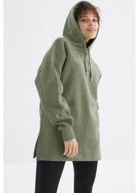 Resim Tommy Life Çağla Reglan Kol Basic Kapüşonlu Oversize Sweatshirt Tunik - 97242 Çağla 