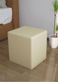 Resim Modilayn Kare Puf Ahşap Iskeletli Kadifemsi Kumaşlı Tabure 
