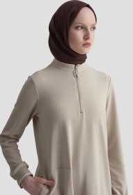 Resim Armine Trend Kolları Ribanalı Yarım Fermuarlı Tunik Bej 25kt443 Bej 