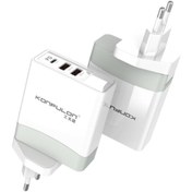 Resim Fuchsia 2xusb Qc 3.0 Ve 1xtype-c Pd 30w Seyahat Şarj Cihazı + Farklı Ülkelerin Fiş Seçenekleri Konfu 